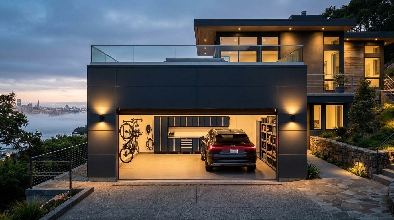 Peat Garage Door Services Garage Door Gliding Open Revealing Warm Illuminated Interior